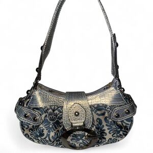 Guess Silver Metallic and Seafoam Shoulder Bag